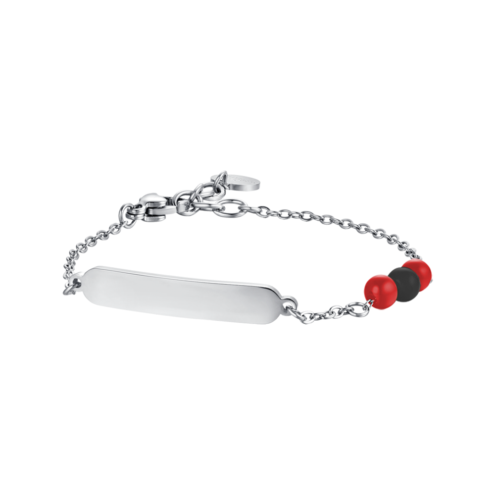 BRACCIALE BAMBINO IN ACCIAIO CON PIETRE ROSSE E NERE Luca Barra