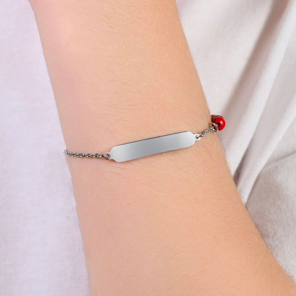 BRACCIALE BAMBINO IN ACCIAIO CON PIETRE ROSSE E NERE Luca Barra