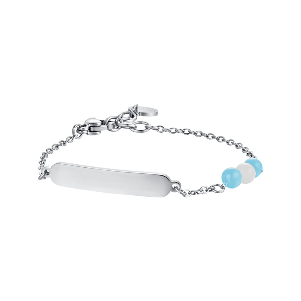 BRACCIALE BAMBINO IN ACCIAIO CON PIETRE AZZURRE E BIANCHE Luca Barra