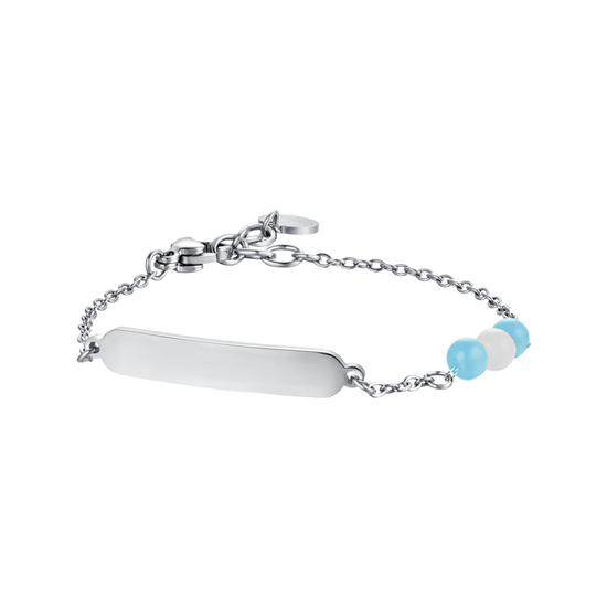 BRACCIALE BAMBINO IN ACCIAIO CON PIETRE AZZURRE E BIANCHE Luca Barra