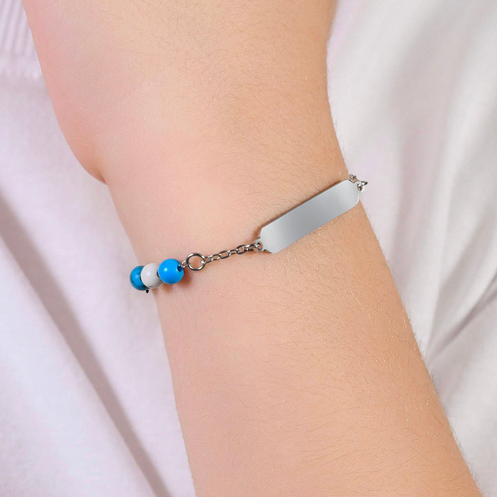 BRACCIALE BAMBINO IN ACCIAIO CON PIETRE AZZURRE E BIANCHE Luca Barra