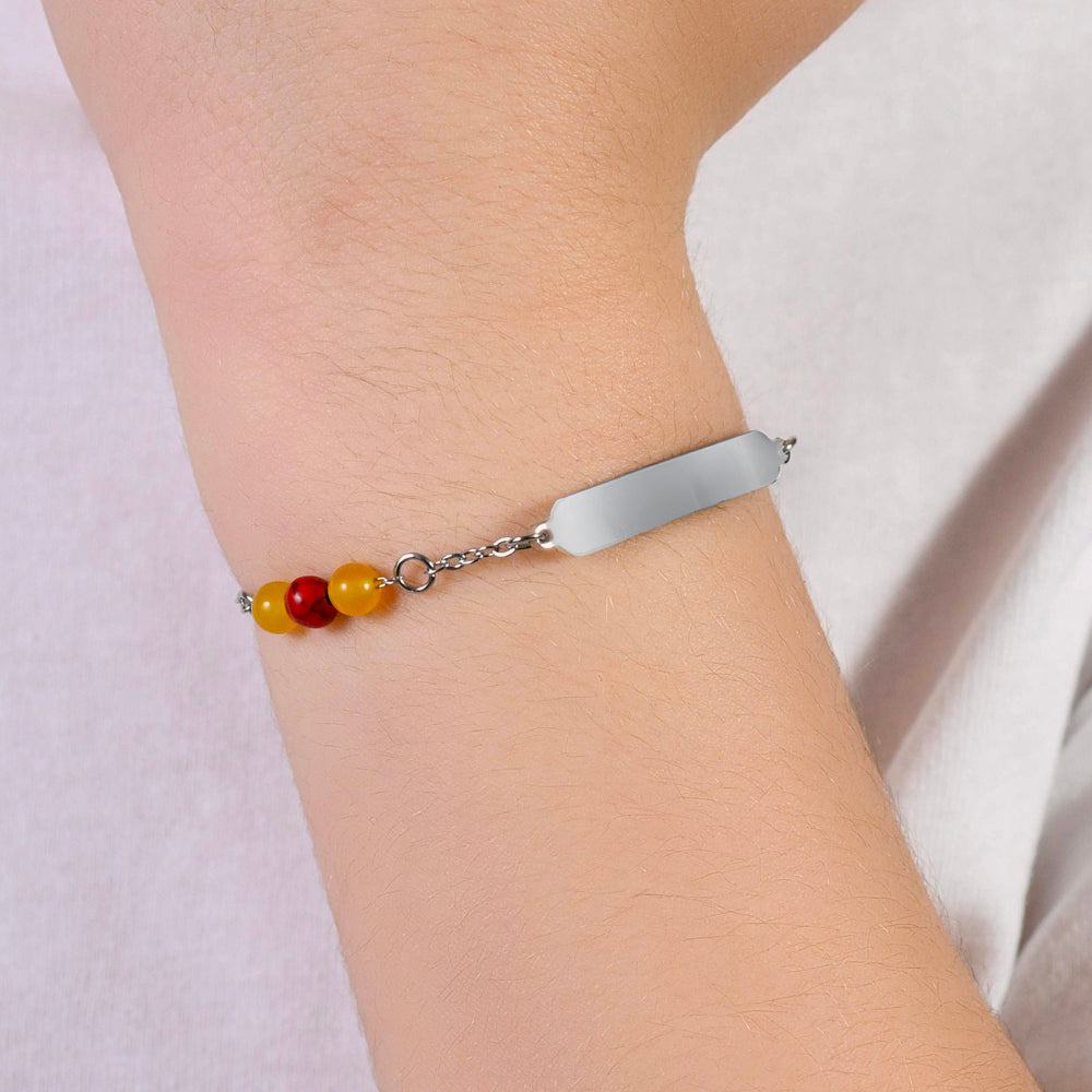 BRACCIALE BAMBINO IN ACCIAIO CON PIETRE GIALLE E ROSSE Luca Barra