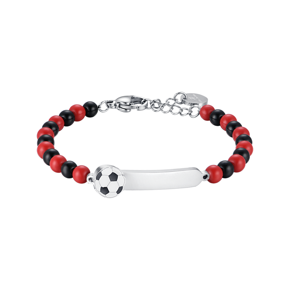 BRACCIALE BAMBINO IN ACCIAIO CON PIETRE ROSSE E NERE