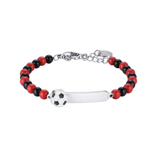 BRACCIALE BAMBINO IN ACCIAIO CON PIETRE ROSSE E NERE