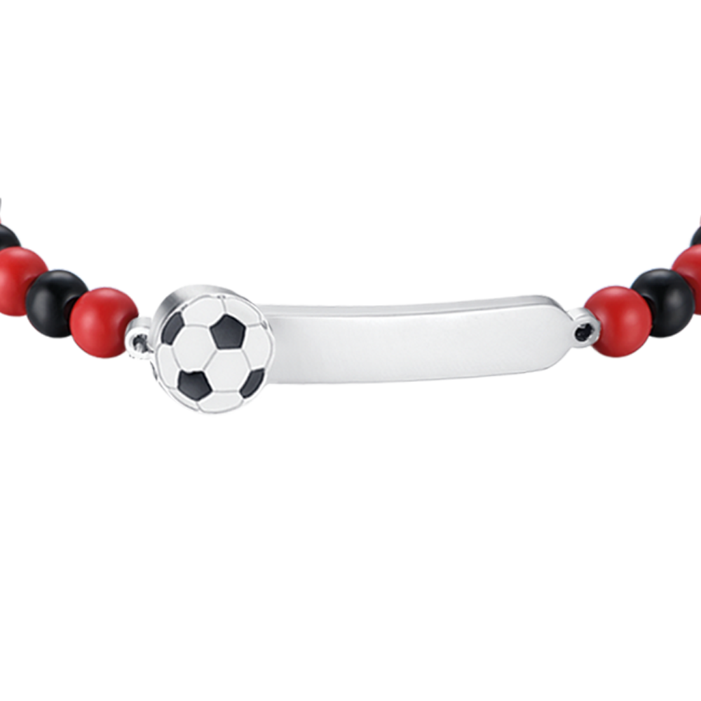 BRACCIALE BAMBINO IN ACCIAIO CON PIETRE ROSSE E NERE