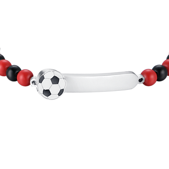 BRACCIALE BAMBINO IN ACCIAIO CON PIETRE ROSSE E NERE