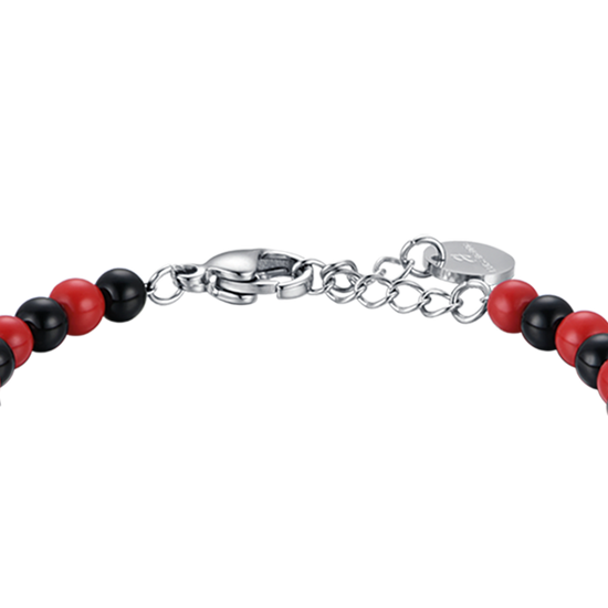 BRACCIALE BAMBINO IN ACCIAIO CON PIETRE ROSSE E NERE