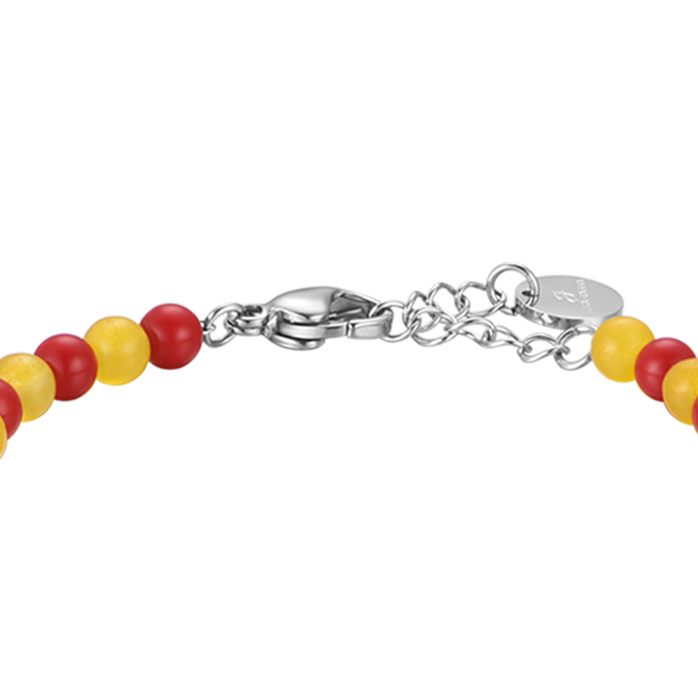BRACCIALE BAMBINO IN ACCIAIO CON PIETRE ROSSE E GIALLE