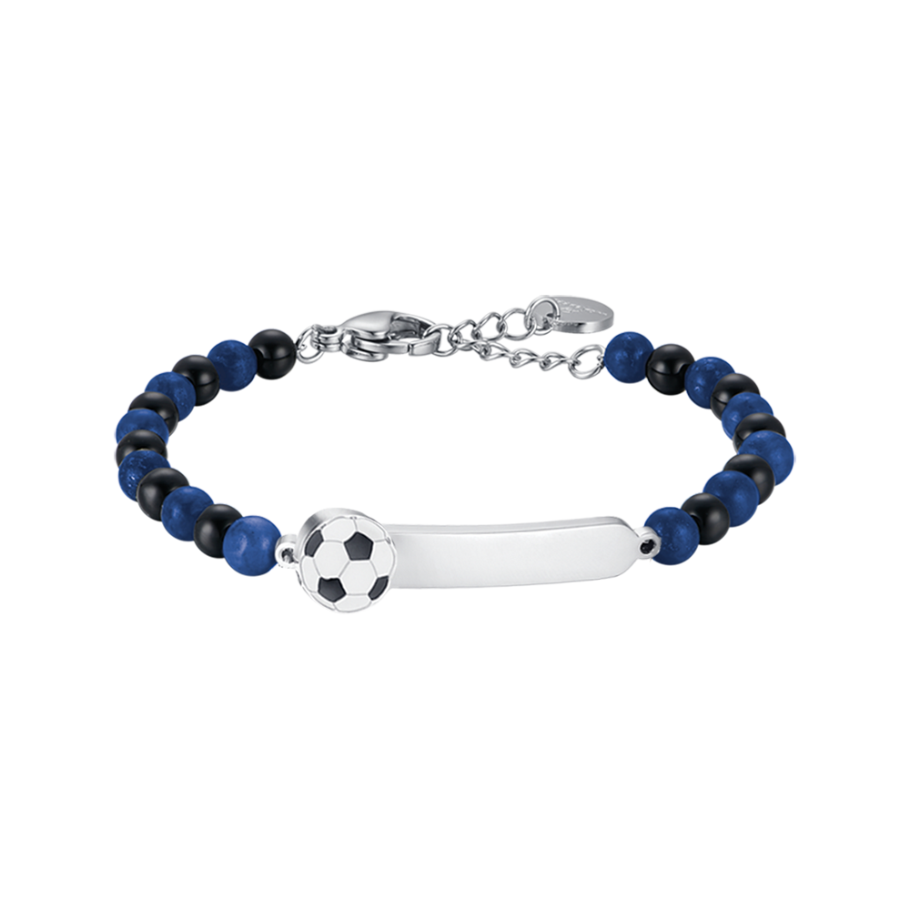 BRACCIALE BAMBINO IN ACCIAIO CON PIETRE BLU E NERE Luca Barra