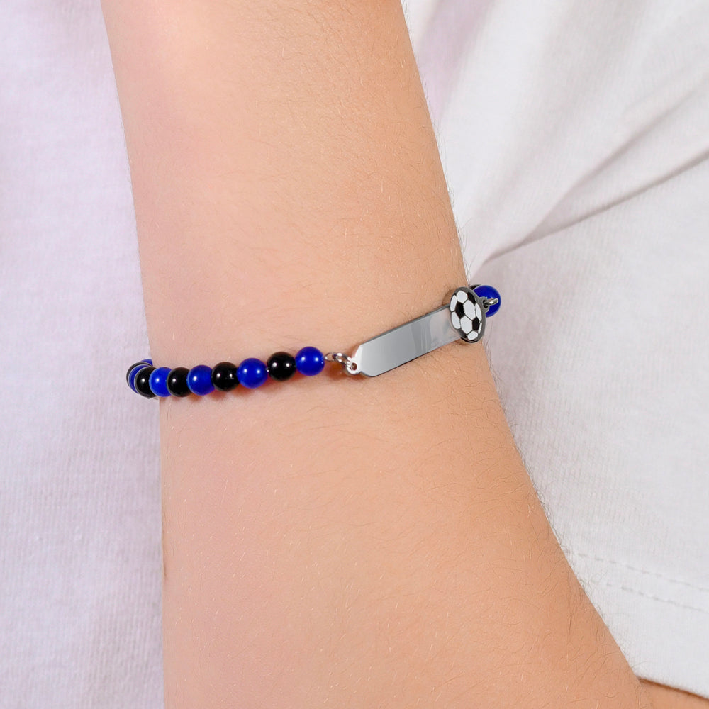 BRACCIALE BAMBINO IN ACCIAIO CON PIETRE BLU E NERE Luca Barra