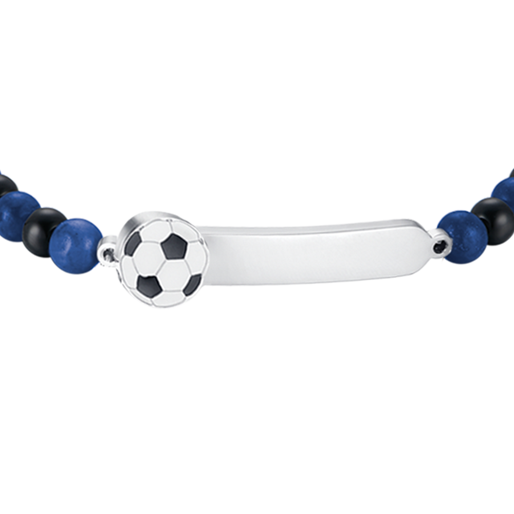 BRACCIALE BAMBINO IN ACCIAIO CON PIETRE BLU E NERE