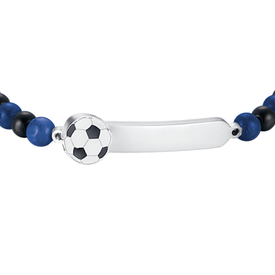 BRACCIALE BAMBINO IN ACCIAIO CON PIETRE BLU E NERE