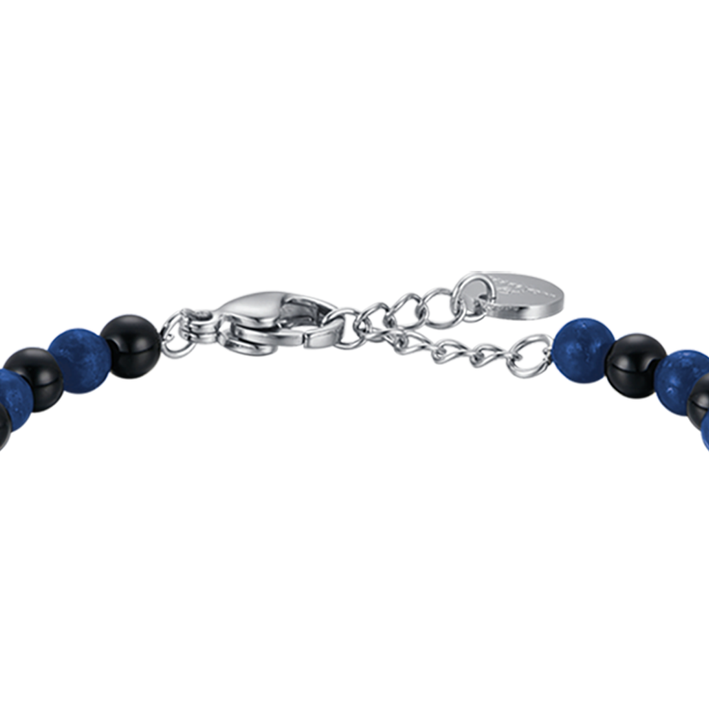 BRACCIALE BAMBINO IN ACCIAIO CON PIETRE BLU E NERE