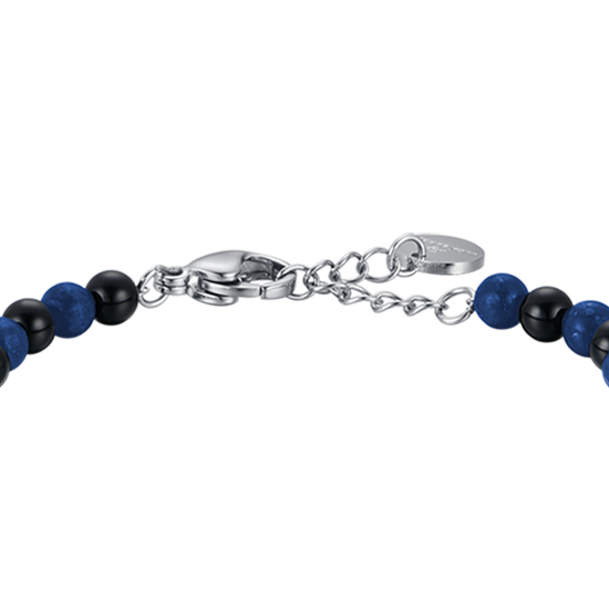 BRACCIALE BAMBINO IN ACCIAIO CON PIETRE BLU E NERE