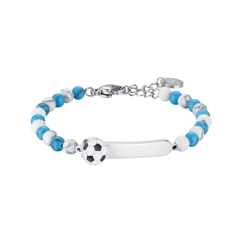 BRACCIALE BAMBINO IN ACCIAIO CON PIETRE AZZURRE E BIANCHE