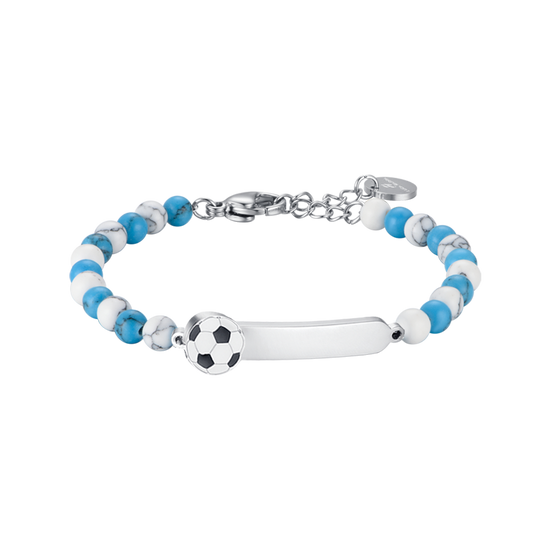 BRACCIALE BAMBINO IN ACCIAIO CON PIETRE AZZURRE E BIANCHE