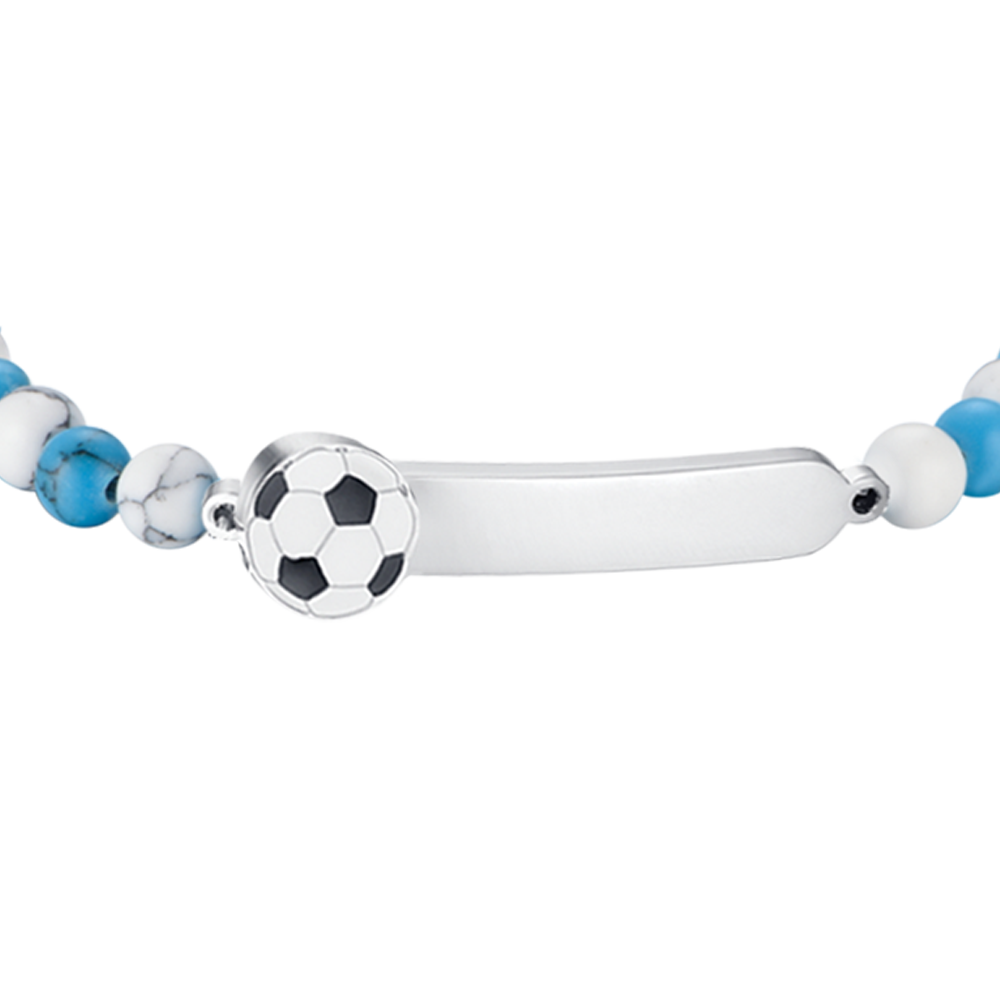 BRACCIALE BAMBINO IN ACCIAIO CON PIETRE AZZURRE E BIANCHE
