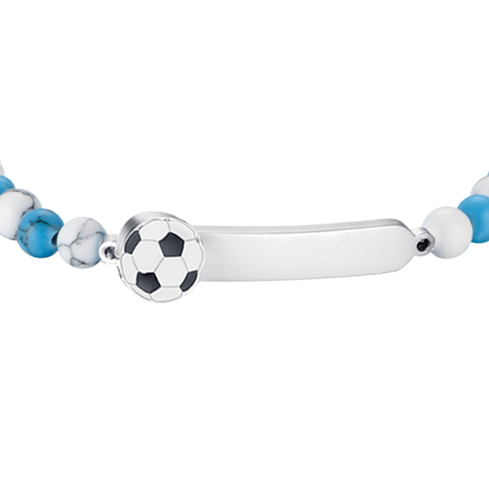 BRACCIALE BAMBINO IN ACCIAIO CON PIETRE AZZURRE E BIANCHE