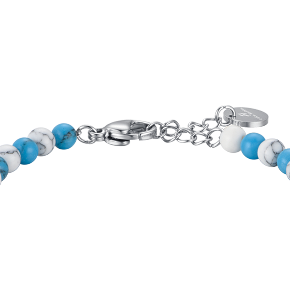BRACCIALE BAMBINO IN ACCIAIO CON PIETRE AZZURRE E BIANCHE