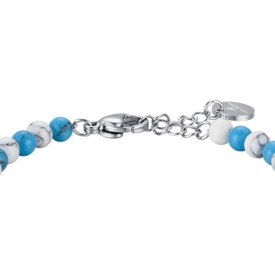 BRACCIALE BAMBINO IN ACCIAIO CON PIETRE AZZURRE E BIANCHE