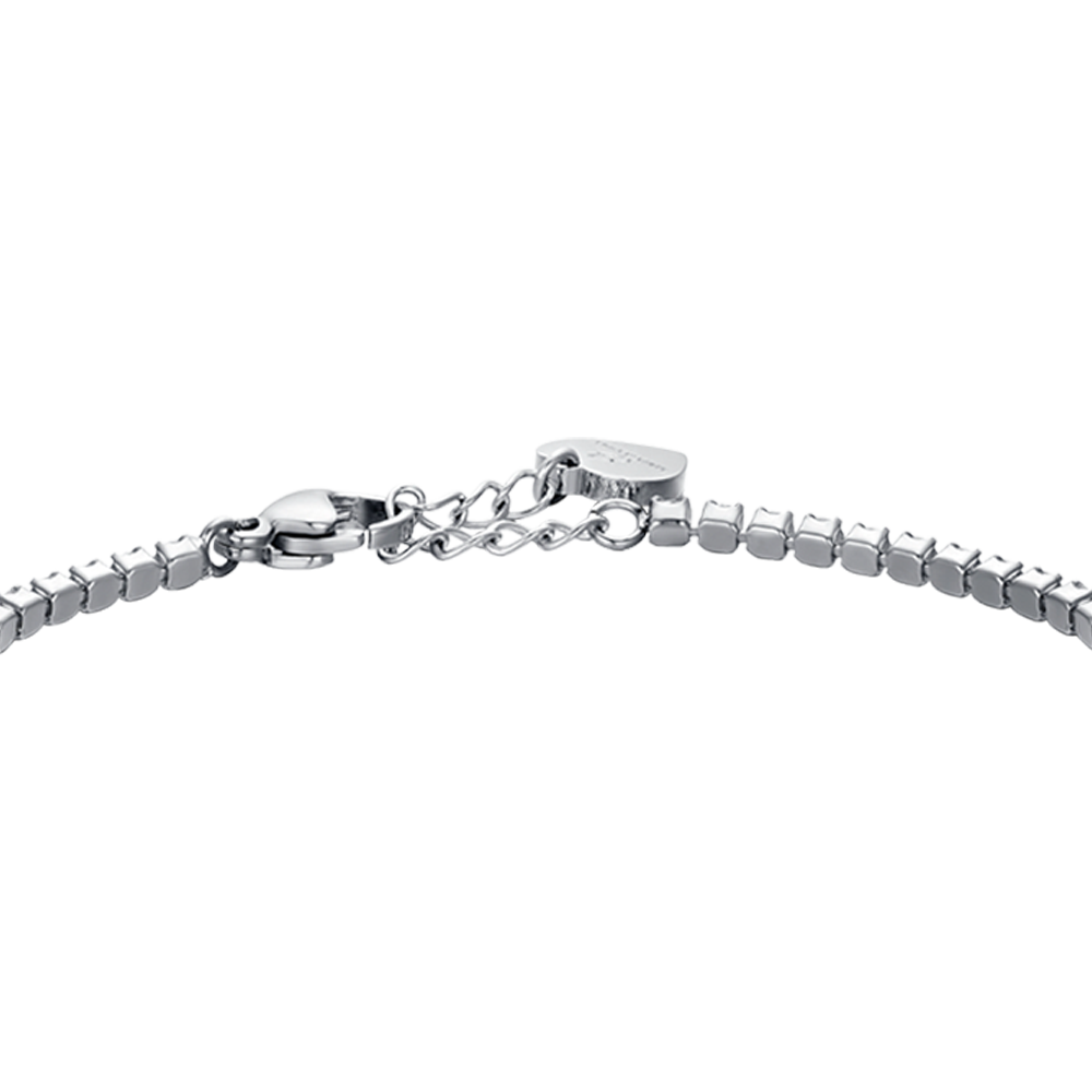 BRACCIALE TENNIS BAMBINA IN ACCIAIO CON CRISTALLI ROSA E FARFALLA