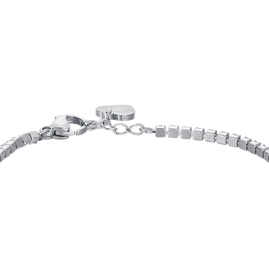 BRACCIALE TENNIS BAMBINA IN ACCIAIO CON CRISTALLI BIANCHI E CUORE