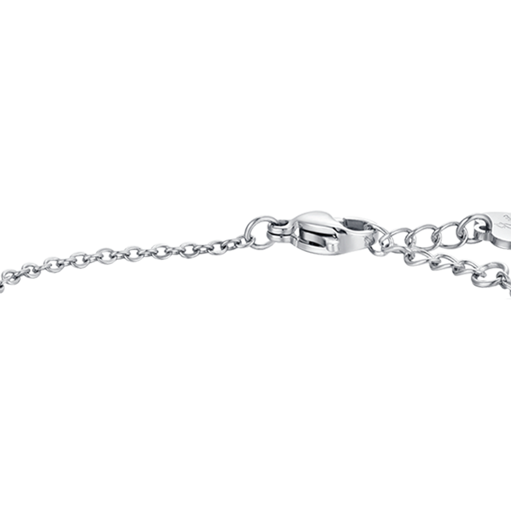 BRACCIALE BAMBINA IN ACCIAIO CON PIASTRA ED ORSETTO CON CRISTALLI BIANCHI