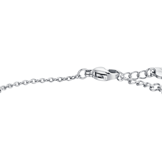 BRACCIALE BAMBINA IN ACCIAIO CON PIASTRA ED ORSETTO CON CRISTALLI BIANCHI