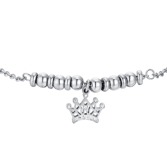BRACCIALE BAMBINA IN ACCIAIO CON CORONA CON CRISTALLI BIANCHI