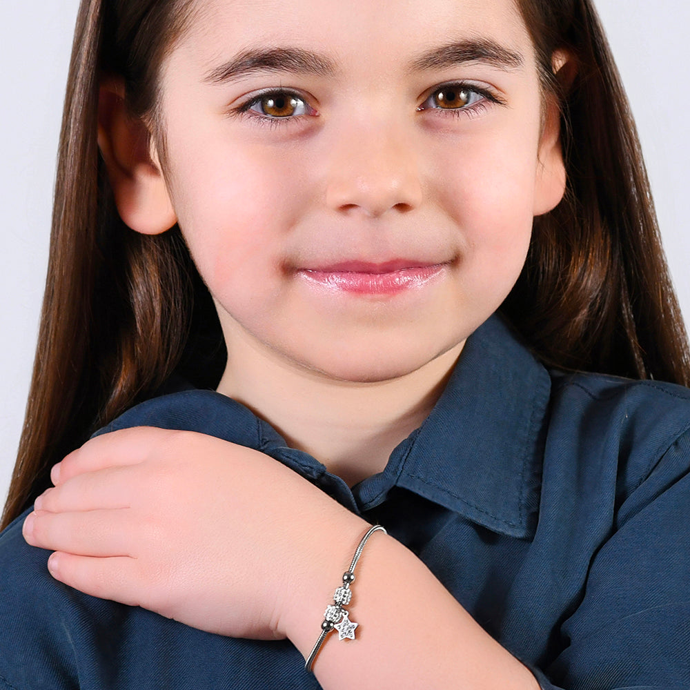 BRACCIALE BAMBINA IN ACCIAIO CON STELLA CON CRISTALLI BIANCHI