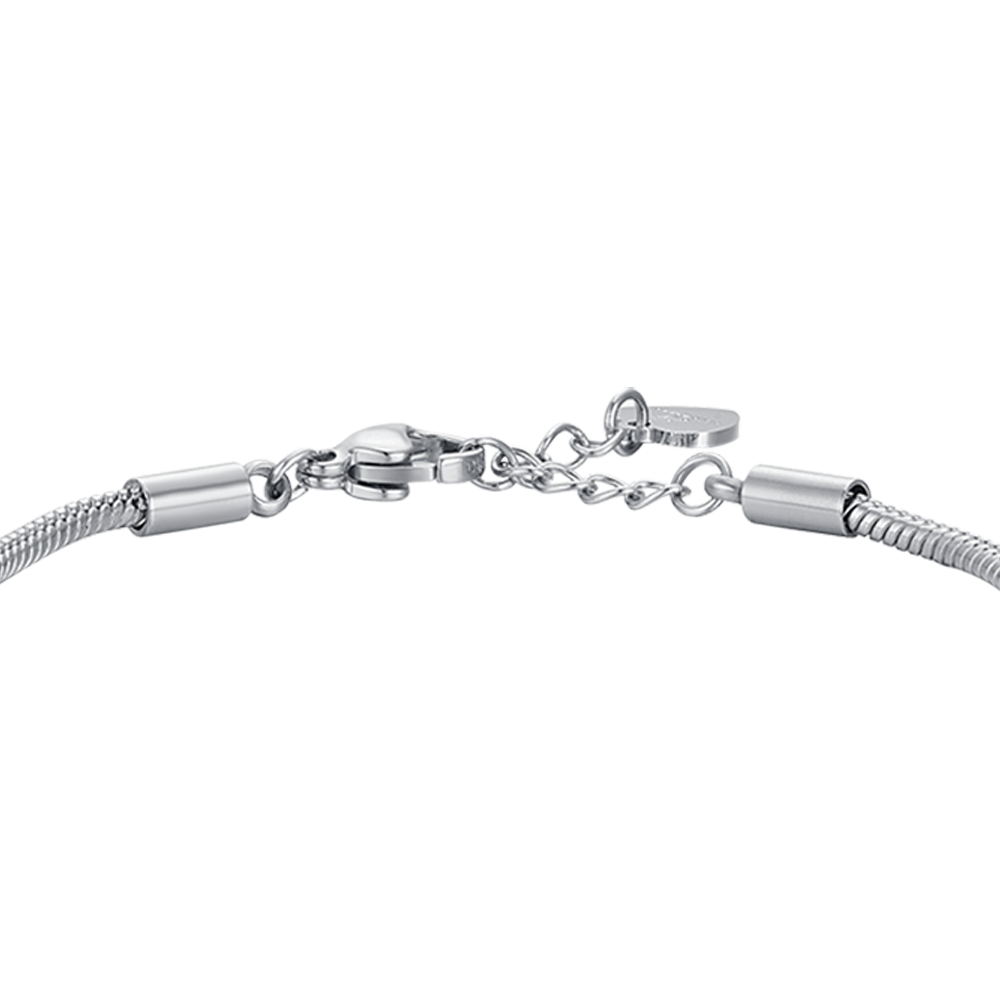 BRACCIALE BAMBINA IN ACCIAIO CON QUADRIFOGLIO CON CRISTALLI BIANCHI