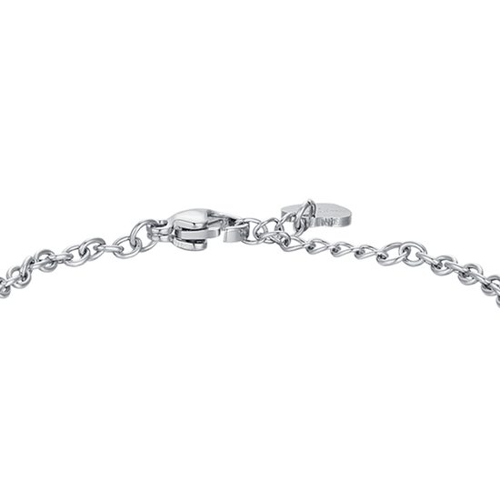 BRACCIALE BAMBINA IN ACCIAIO CON COCCINELLA CON SMALTO ROSSO E NERO E CRISTALLO