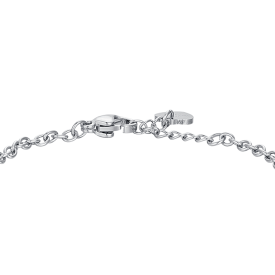BRACCIALE BAMBINA IN ACCIAIO CON UNICORNO CON SMALTO ROSA E BIANCO E CRISTALLO