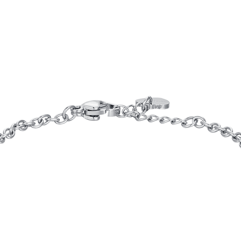 BRACCIALE BAMBINA IN ACCIAIO CON FARFALLA CON SMALTO ROSA E CRISTALLO BIANCO