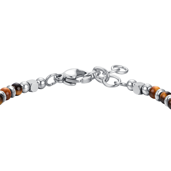 BRACCIALE BAMBINO IN ACCIAIO CON PIETRE OCCHIO DI TIGRE E GRIGIE