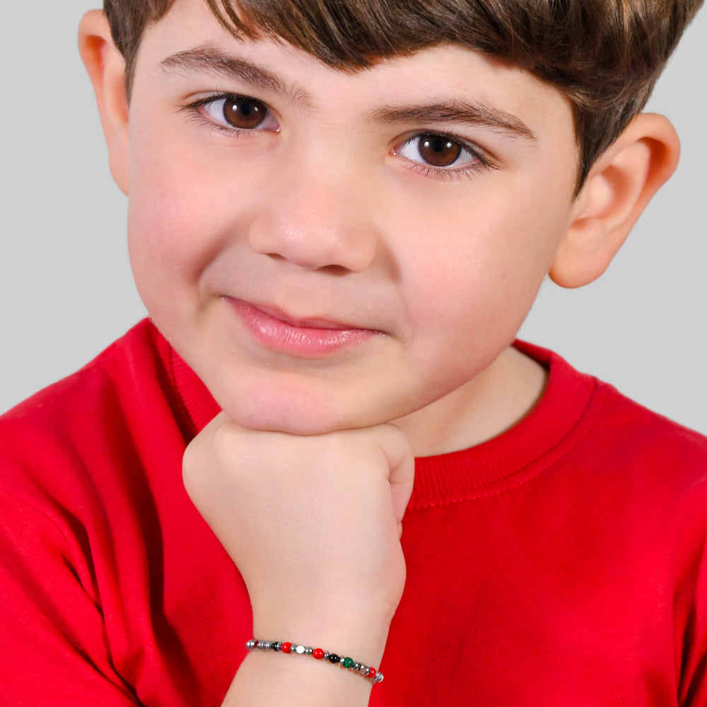 BRACCIALE BAMBINO IN ACCIAIO CON PIETRE MULTICOLOR