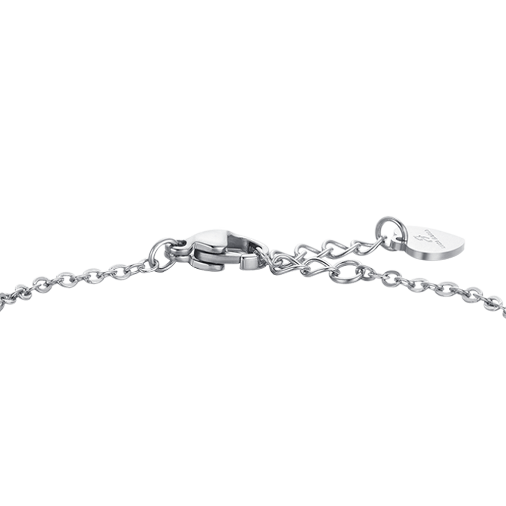 BRACCIALE BAMBINA IN ACCIAIO SMALTO ROSA E PIASTRA