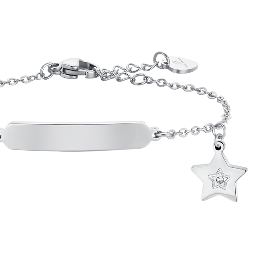 BRACCIALE BAMBINA IN ACCIAIO CON STELLA E PIASTRA