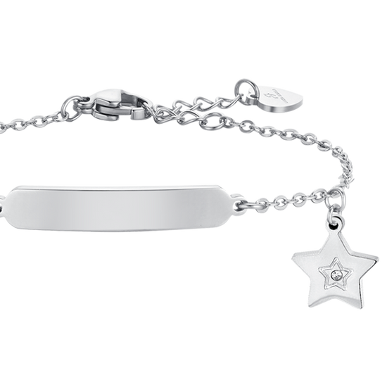 BRACCIALE BAMBINA IN ACCIAIO CON STELLA E PIASTRA
