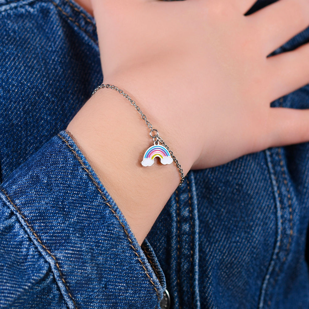 BRACCIALE BAMBINA IN ACCIAIO CON ARCOBALENO Luca Barra