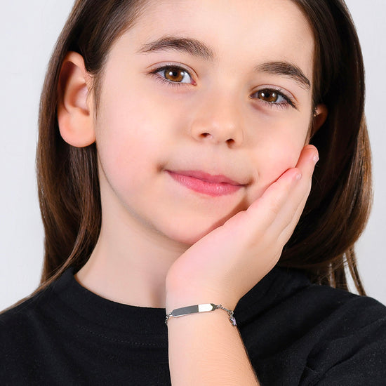 BRACCIALE BAMBINA IN ACCIAIO SMALTO VIOLA E PIASTRA