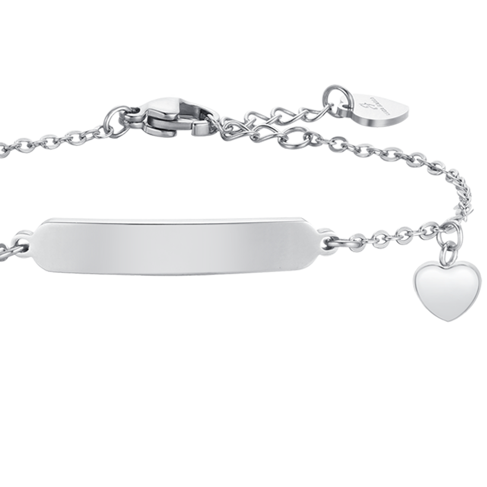 BRACCIALE BAMBINA IN ACCIAIO CUORI E PIASTRA
