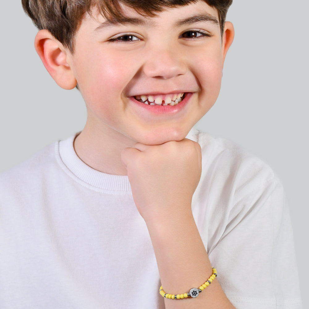 BRACCIALE BAMBINO IN ACCIAIO TIMONE CON PIETRE GIALLE
