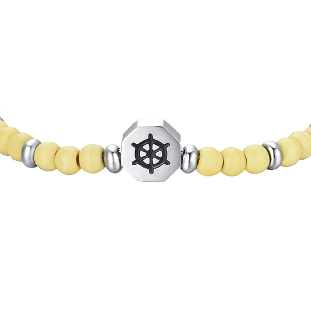 BRACCIALE BAMBINO IN ACCIAIO TIMONE CON PIETRE GIALLE