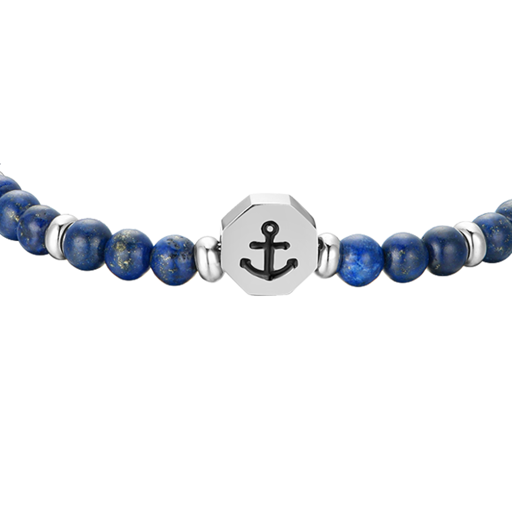 BRACCIALE BAMBINO IN ACCIAIO ANCORA CON PIETRE BLU