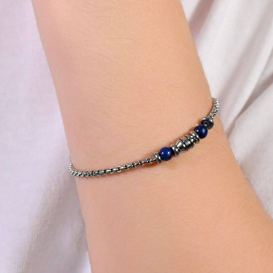 BRACCIALE BAMBINO IN ACCIAIO PIETRE BLU