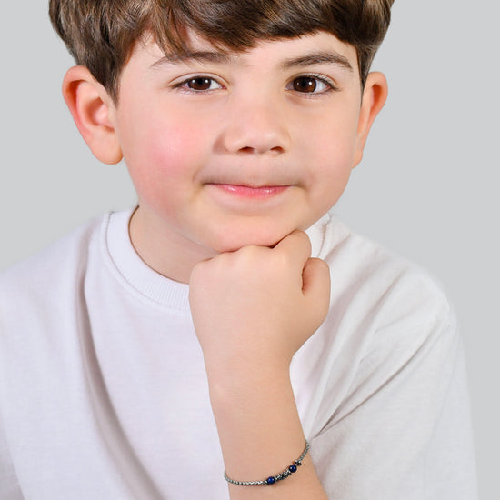 BRACCIALE BAMBINO IN ACCIAIO PIETRE BLU