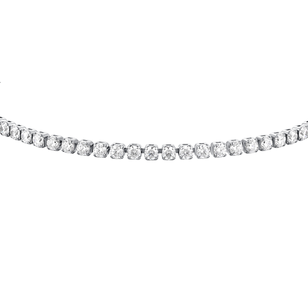BRACCIALE BAMBINA TENNIS IN ACCIAIO CON ZIRCONI BIANCHI