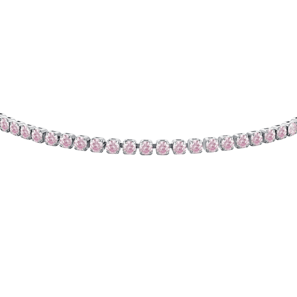 BRACCIALE BAMBINA TENNIS IN ACCIAIO CON ZIRCONI ROSA