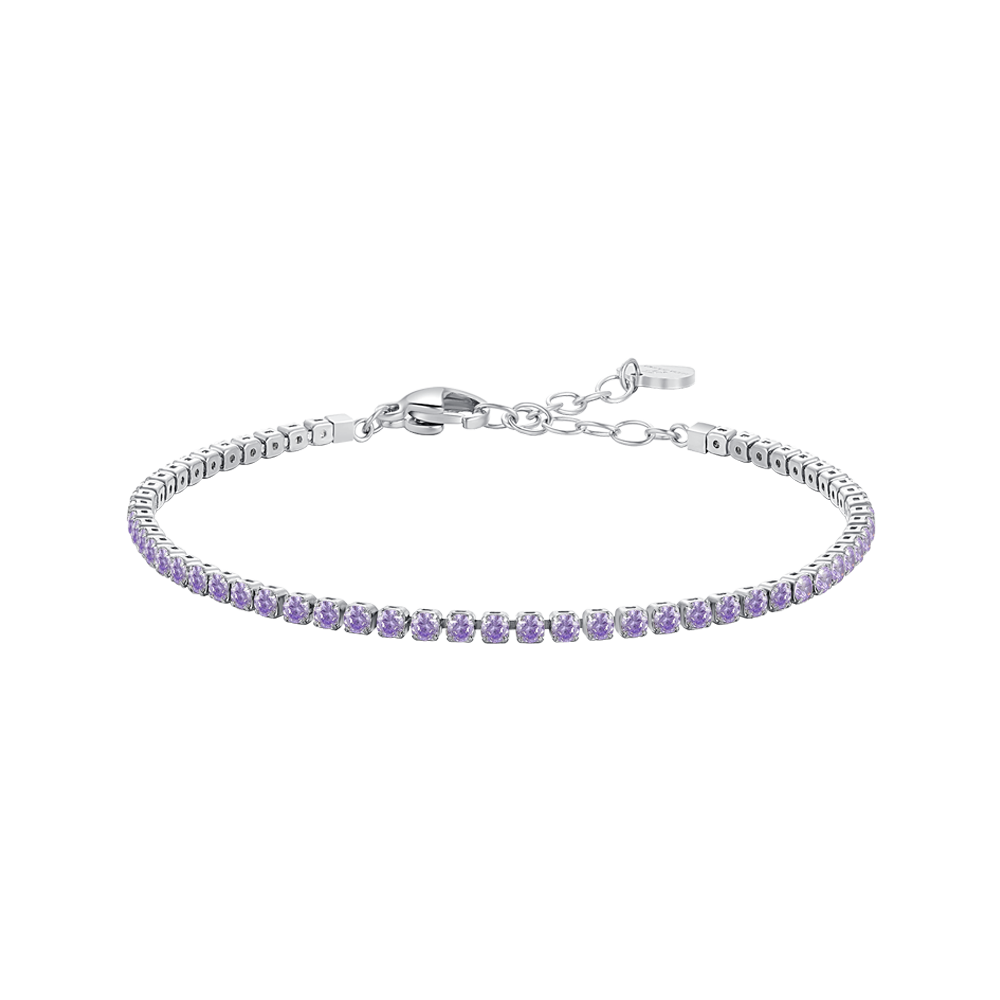 BRACCIALE BAMBINA TENNIS IN ACCIAIO CON ZIRCONI VIOLA